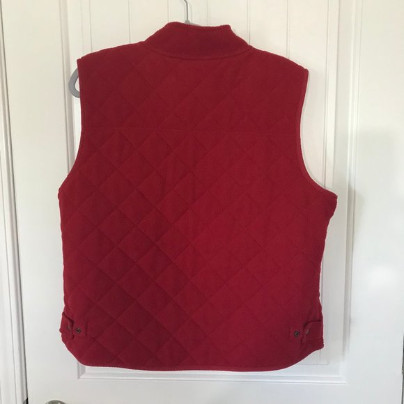 Talbots Fleece Quilted Red Vest, Size Large - Picture 2 of 4